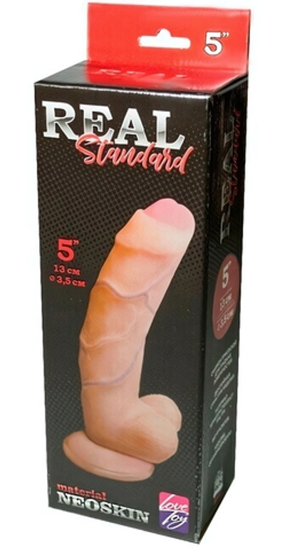 Фаллоимитатор REAL Standard на присоске с мошонкой (Цвет: телесный)