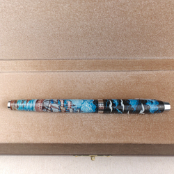 Ручка с колпачком с ручной росписью Палех "Парусник"