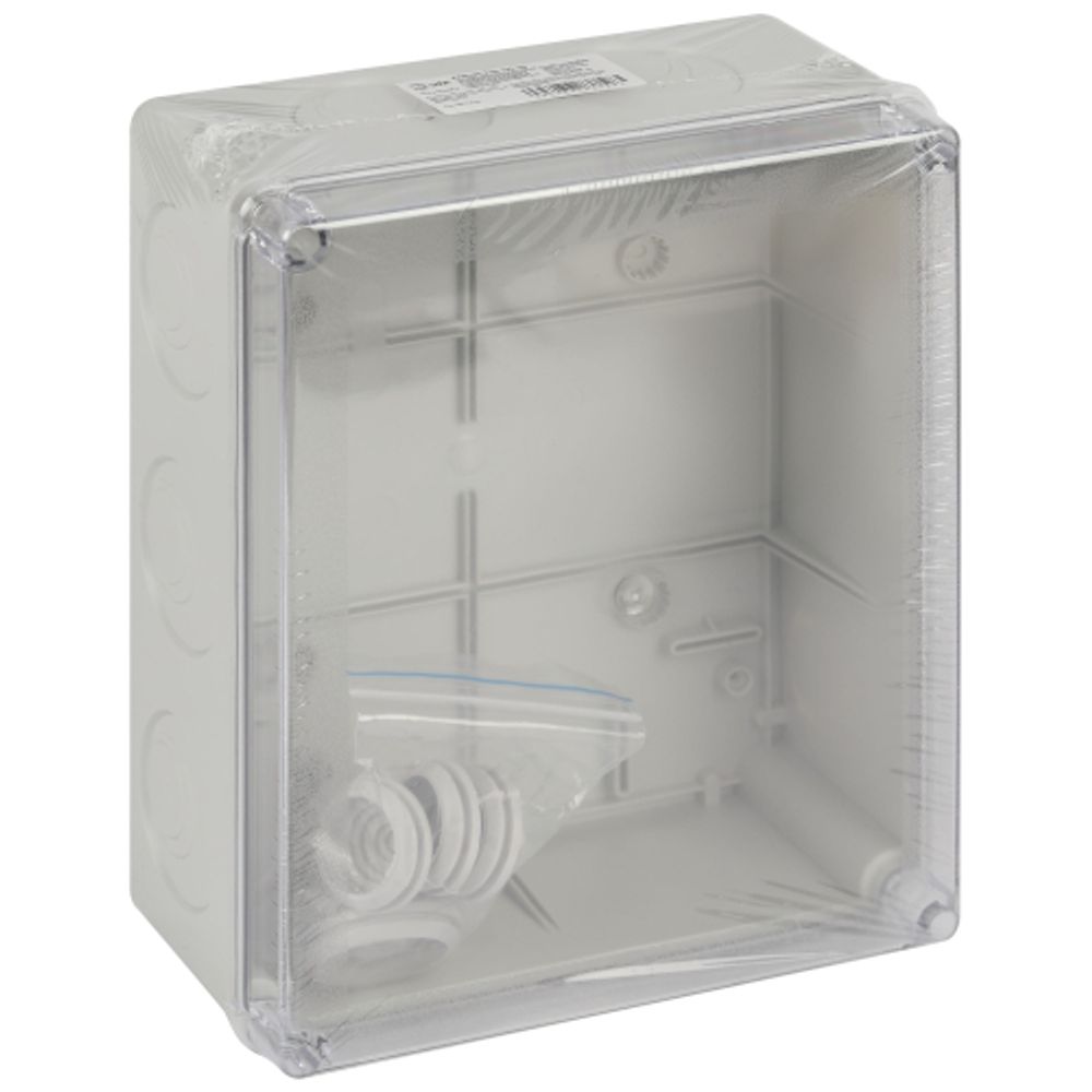 Распаячная коробка ЭРА KORvpk-240-195-90 ОП серая 240х195х90мм прозрачная крышка на винтах d25-3шт d32-2шт IP55