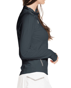 Женская теннисная футболкаLucky in Love Tech Performance Architect 1/4 Zip Long Sleeve - Gray