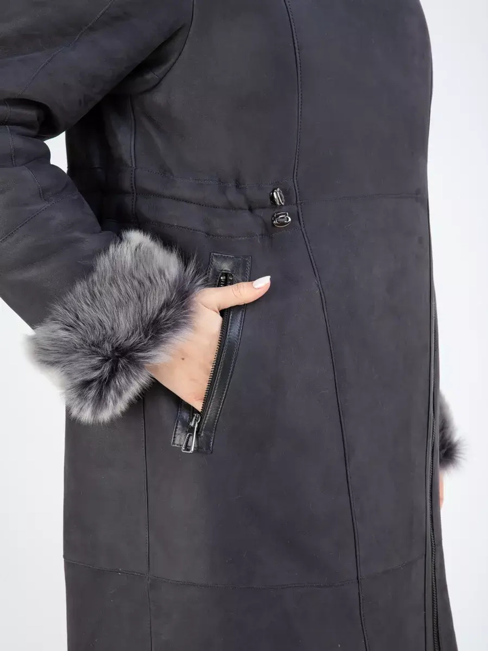 Дубленка зима натуральная с капюшоном длинная