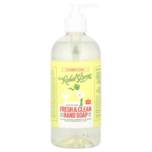 Rebel Green, Fresh & Clean, мыло для рук, перечная мята и лимон, 500 мл (16,9 жидк. унц.)