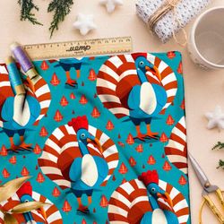 Ткань премиум габардин экзотические павлины