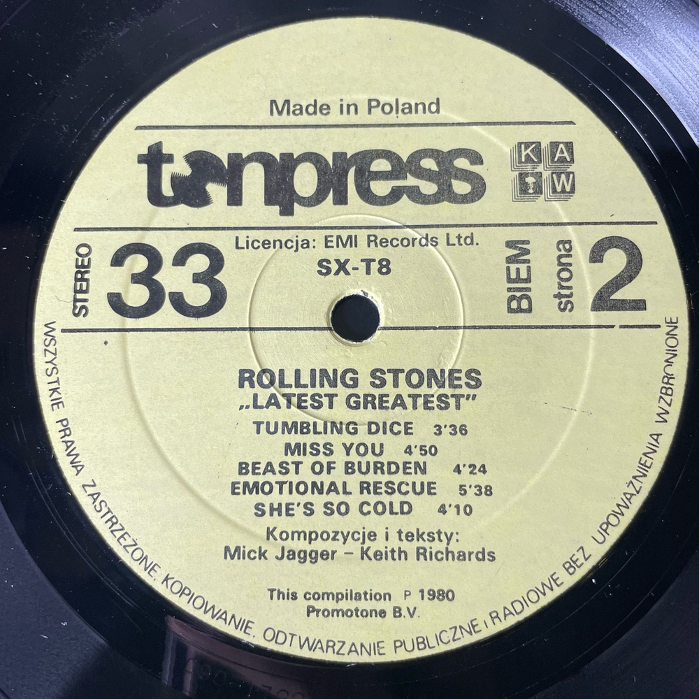 Винтажная виниловая пластинка LP Сборник Rolling Stones Latest Greatest (Польша 1982)