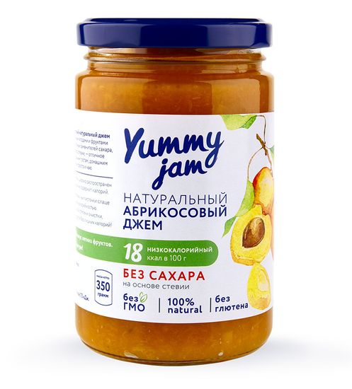 Джем низкокалорийный Yummy Jam абрикосовый, ст.б, 350г.