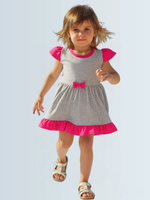 10569 Платье детское с оборкой, с бантом на талии кулирка серый меланж (64-122/128)