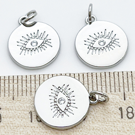 Подвеска Глаз, цвет серебро, фианит, размер 15*13 мм, цена за 1 шт