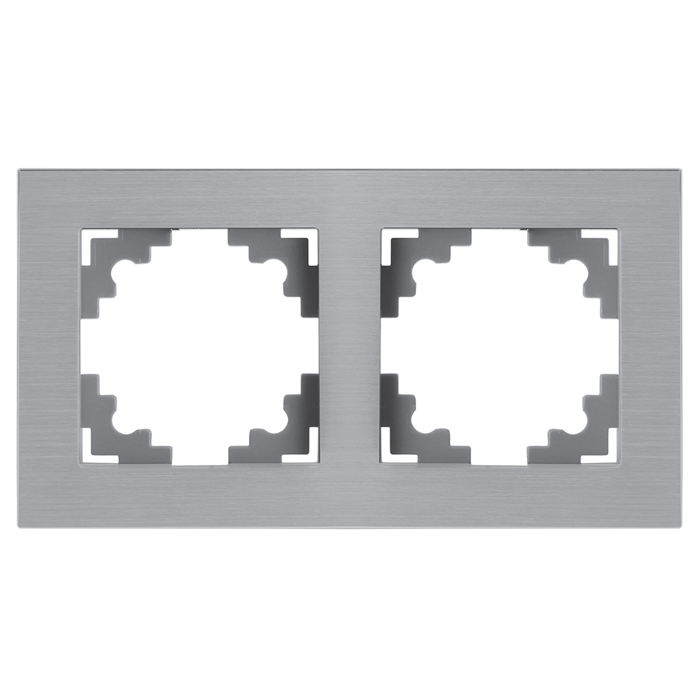 Рамка 2-местная, металл, STEKKER, MFR00-7002-03 , серия Катрин, серебро 50015