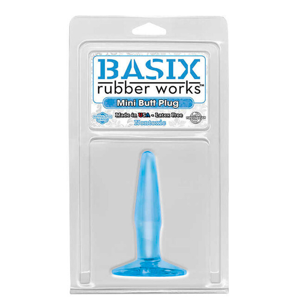 Анальная втулка Basix Mini, голубая (Цвет: голубой)