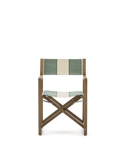 Уличный cкладной стул Vilara в зелёно-бежевую полоску из акации