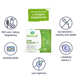 Диетическая добавка Naturell Organic Zinc + C, 60 таблеток + 40 таблеток бесплатно