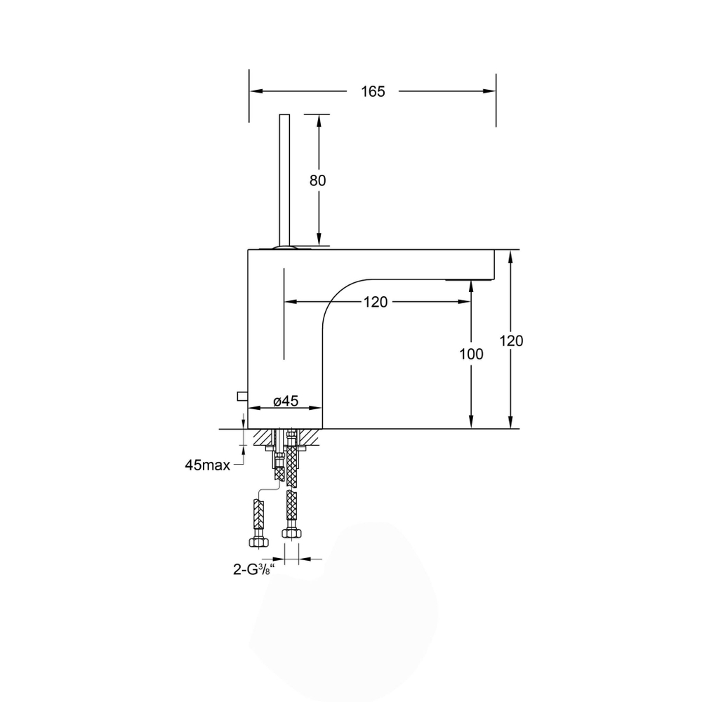 Смеситель для раковины Steinberg Серия 210 с керамическим картриджем Джойстик, без сливного гарнитура 1 1/4“, с гибкими шлангами 3/8“, хром 215 1010