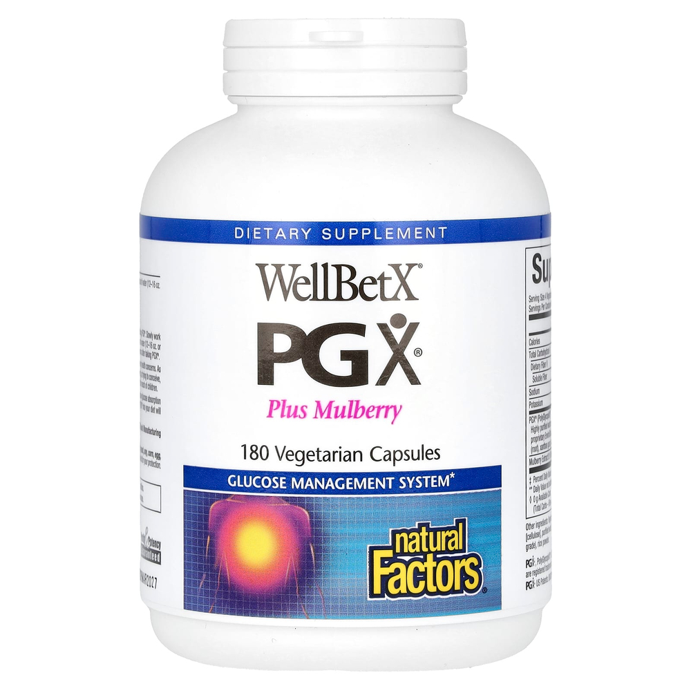 Natural Factors, WellBetX PGX, с шелковицей, 180 вегетарианских капсул
