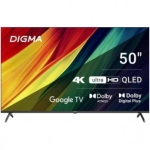 Телевизор QLED Digma 50" DM-LED50UQB31 Google TV Frameless Metal черный/черный 4K Ultra HD 60Hz MEMC DVB-T DVB-T2 DVB-C DVB-S DVB-S2 USB WiFi Smart TV