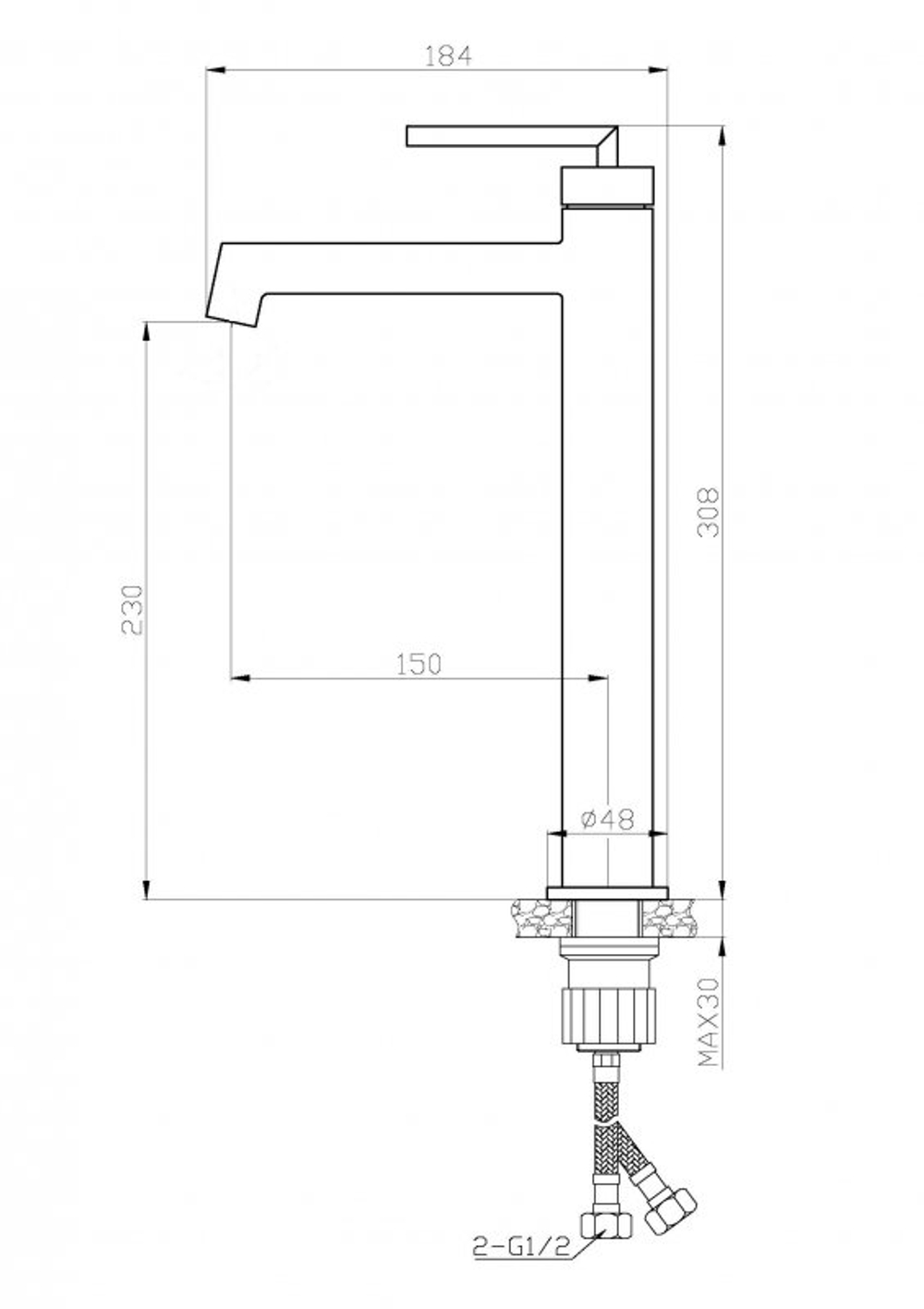 Смеситель BelBagno для накладных раковин ACQUA-LMC-CRM