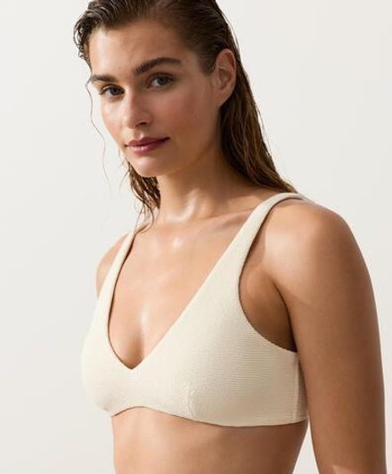 OYSHO Топ бикини халтер Crinkle, экрю