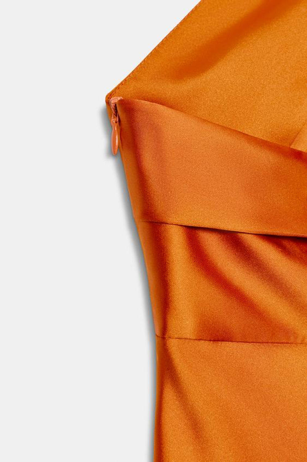ZARA АТЛАСНОЕ ПЛАТЬЕ МИДИ С ГОРЛОВИНОЙ ХАЛТЕР, ОРАНЖЕВЫЙ