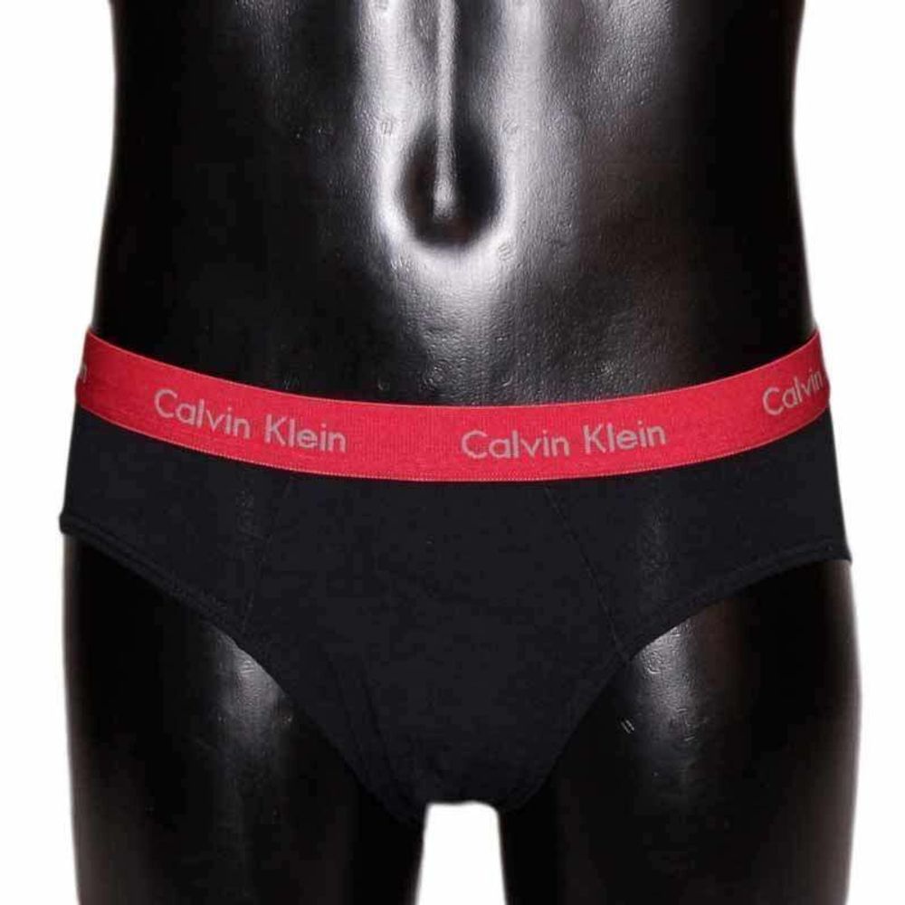 Мужские трусы брифы черные с красной резинкой Calvin Klein CK00486