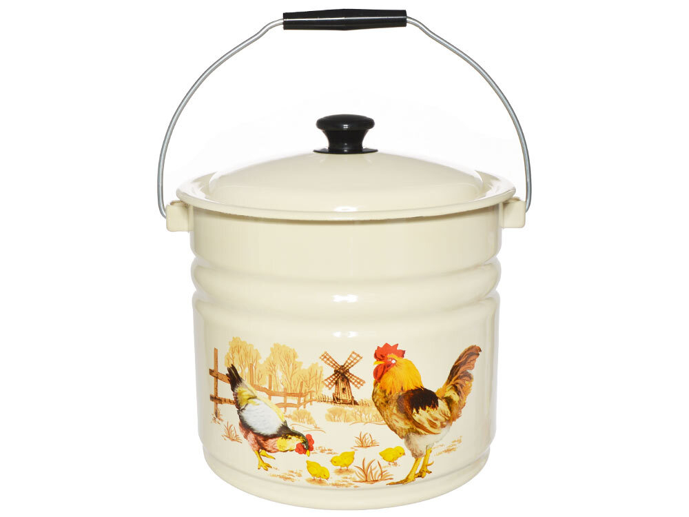 Ведро 10л с крышкой, с рисунком