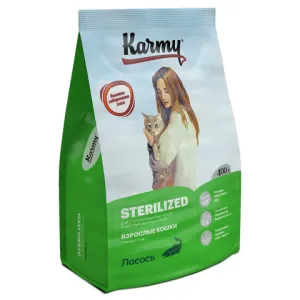 Сухой корм Karmy Sterilized для стерилизованных кошек и кастрированных котов, с лососем