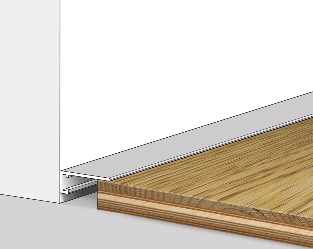 Микроплинтус для пола серебристый матовый, алюминиевый, C-05.25.2 Ликорн 6×16×2500 мм