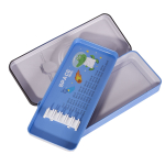 Пенал металлический 2 отделения Alingar, таблица умножения, органайзер, 100 х 220 мм, "Space travel. Космонавт", голубой (крокодильчик в ракете)