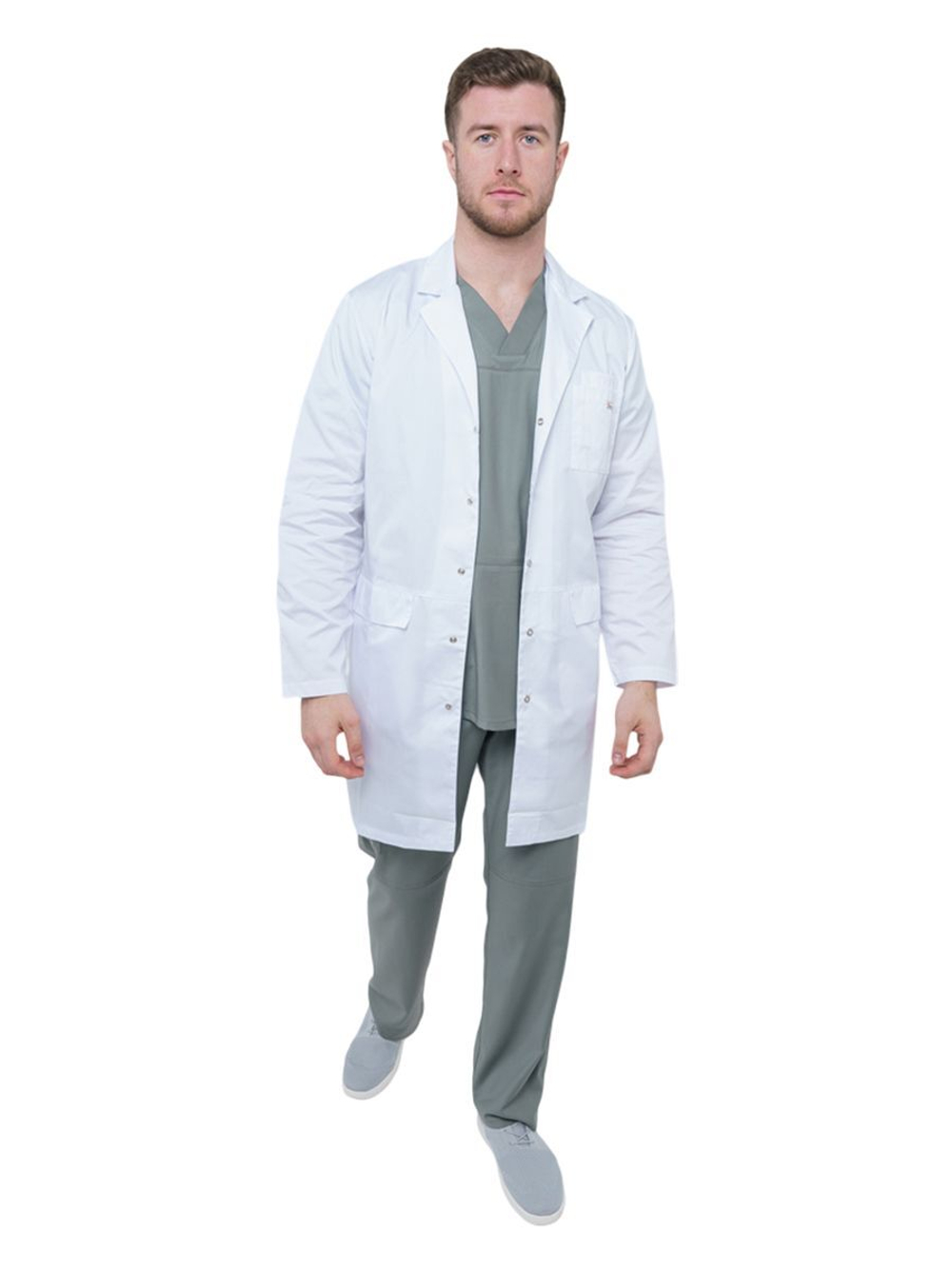 Халат медицинский мужской СтильБ 234СД, белый, 52