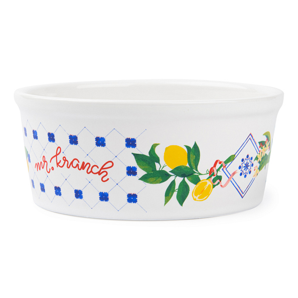 Миска Mr.Kranch для собак и кошек из фарфора Лимоны 450мл белая