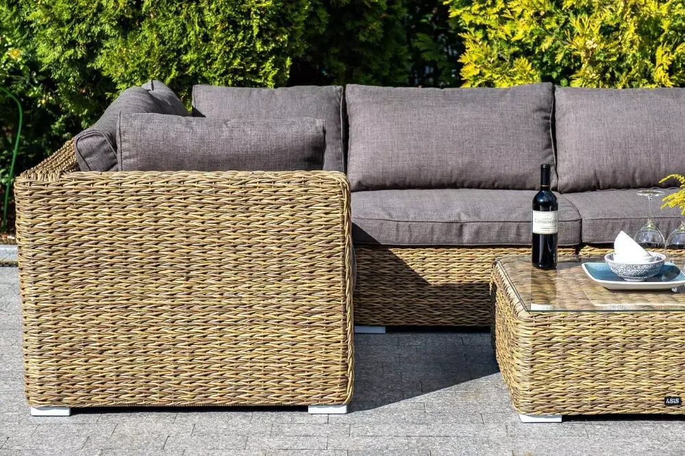 "Лунго" трансформирующаяся лаунж-зона из искусственного ротанга (гиацинт), цвет соломенный