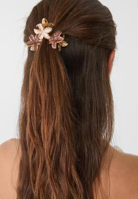 STRADIVARIUS Набор из 6 мини-заколок для волос в виде цветов, экрю