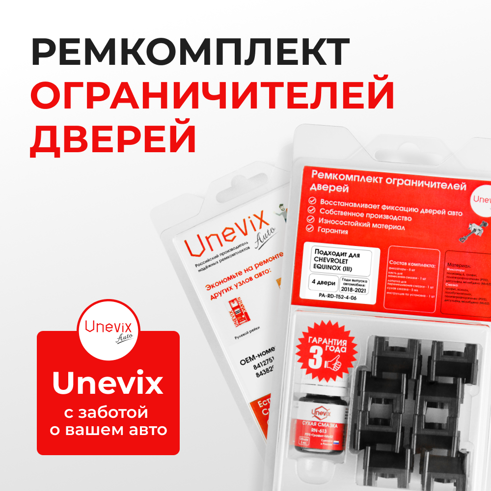 Ремкомплект ограничителей дверей Chevrolet EQUINOX (III) GM D2XX (4 двери, тип 52) 2018-2021