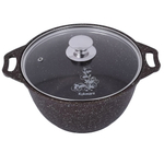 Кастрюля 3л «Мраморная»(кофейный мрамор) со стеклянной крышкой кмк32а