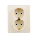 Розетка двойная с заземлением без шторок в сборе 16А 250В слоновая кость ETIKA Legrand