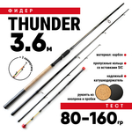Удилище фидерное Thunder 3.6м + хлысты с разными тестами