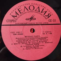Винтажная виниловая пластинка LP Веселые Ребята Музыкальный Глобус (СССР 1982) Школьная Пора