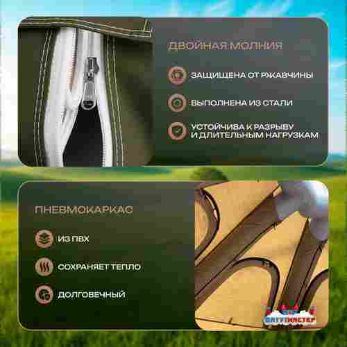 Пневмокаркасная юрта «Гармония» 5×5×2,5 м — для глэмпинга из ПВХ, зелёная