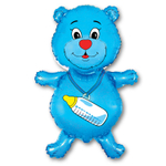 Шар Фольгированный Медвежонок мальчик (Голубой)