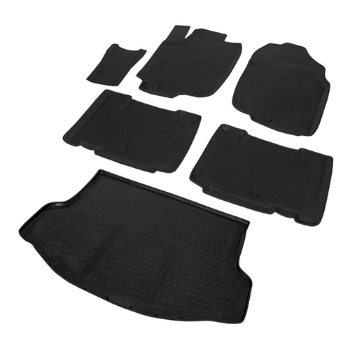 Коврики в салон и багажник автомобиля (комплект) Rival для Toyota RAV 4 CA40 (с докаткой) 2012-2019, полиуретан, с крепежом, 6 частей, K15706002-1