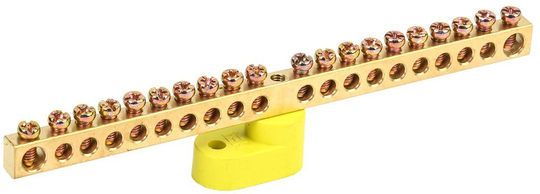 Шина PE "земля" на одном угловом изоляторе ШНИ-6х9-20-У1-Ж IEK