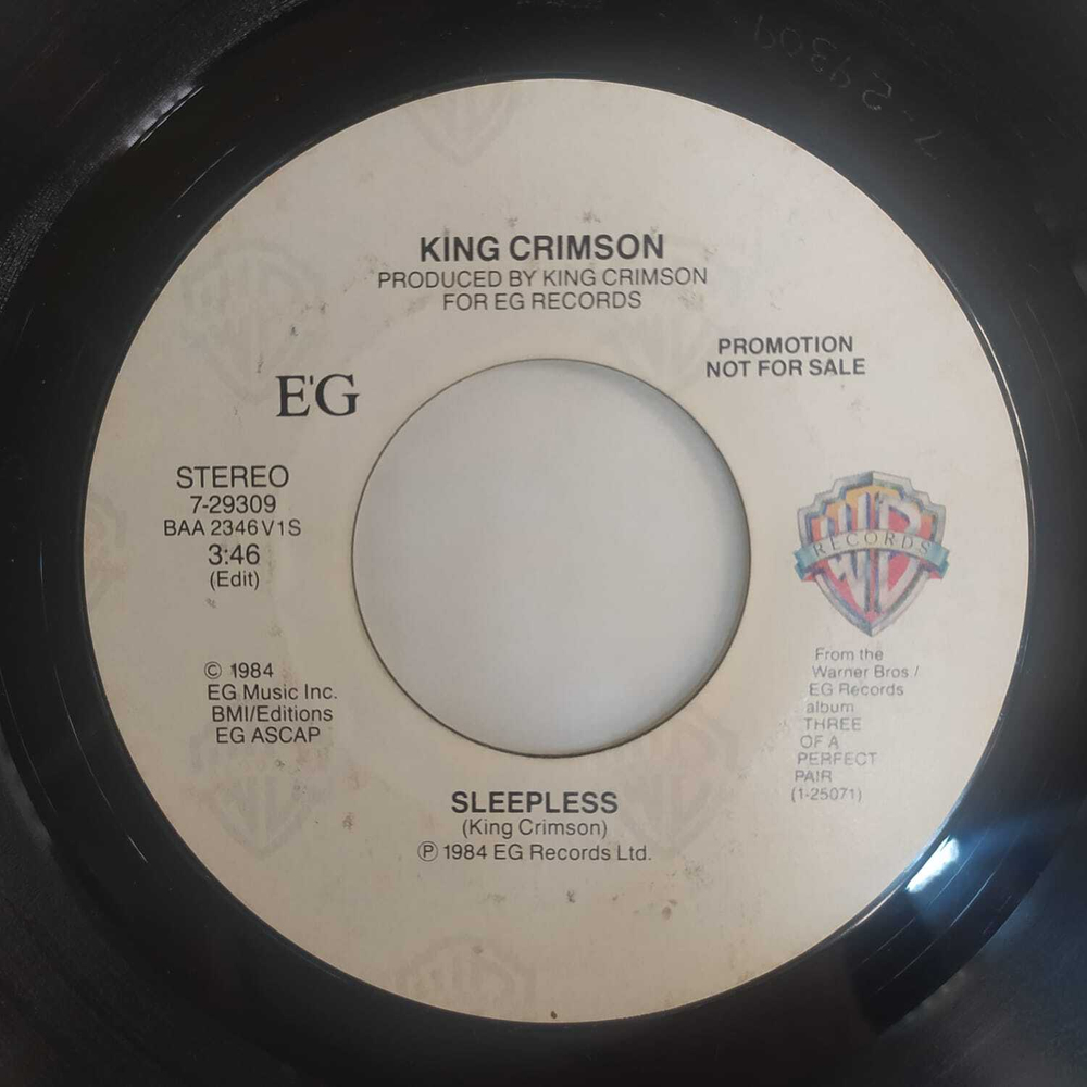 King Crimson - Sleepless (США 1984г.) 7", Single, Promo
