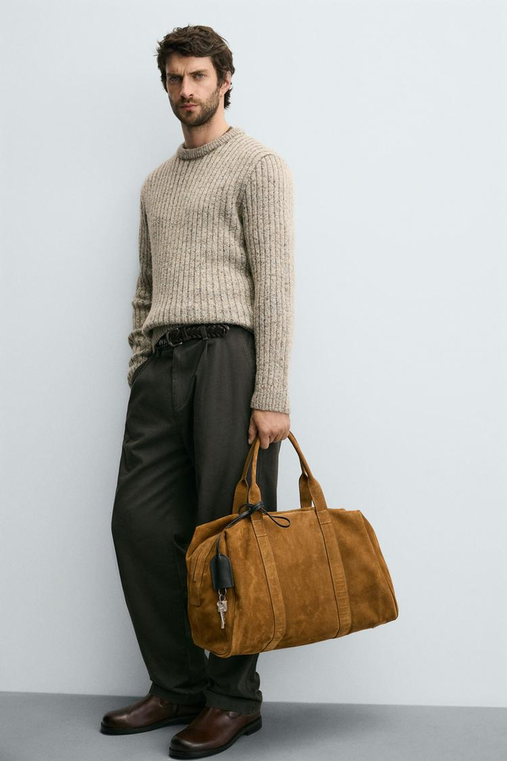 ZARA СВИТЕР В РУБЧИК, ЗЕЛЕНОВАТО-СИНИЙ