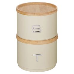 НАБОР БАНОК AGNESS ДЛЯ СЫПУЧИХ, 11Х16 СМ, ШТАБЕЛИРУЕМЫЕ, ЦВЕТ: IVORY