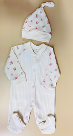 Комбез кремовый с шапочкой на кнопках