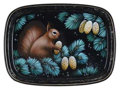 Жостовский поднос декоративный, размер 33х24 см (A12), металлический