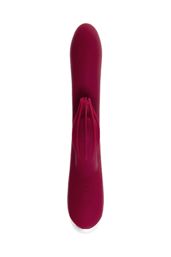 Вибратор с клиторальным стимулятором L'EROINA by TOYFA Sangra, силикон, бордовый, 20,5 см