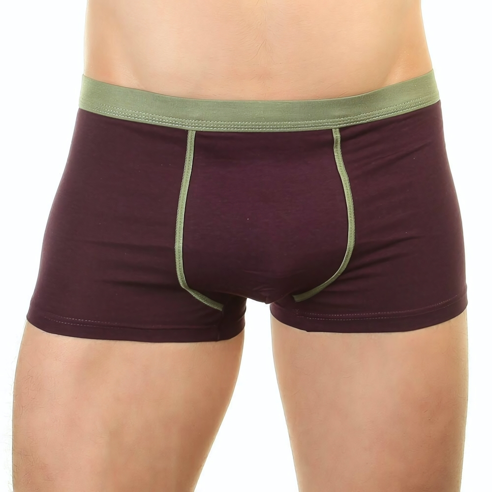 Мужские трусы-боксеры с окантовкой и резинкой оливкового цвета (Размер: 5X) (Цвет: бордовый)