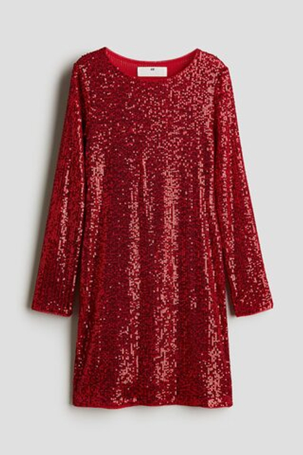 H&M Платье с пайетками, красный