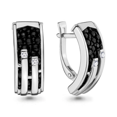 942106 Серьги из Золота с бриллиантами, кожами из коллекции "Скат"