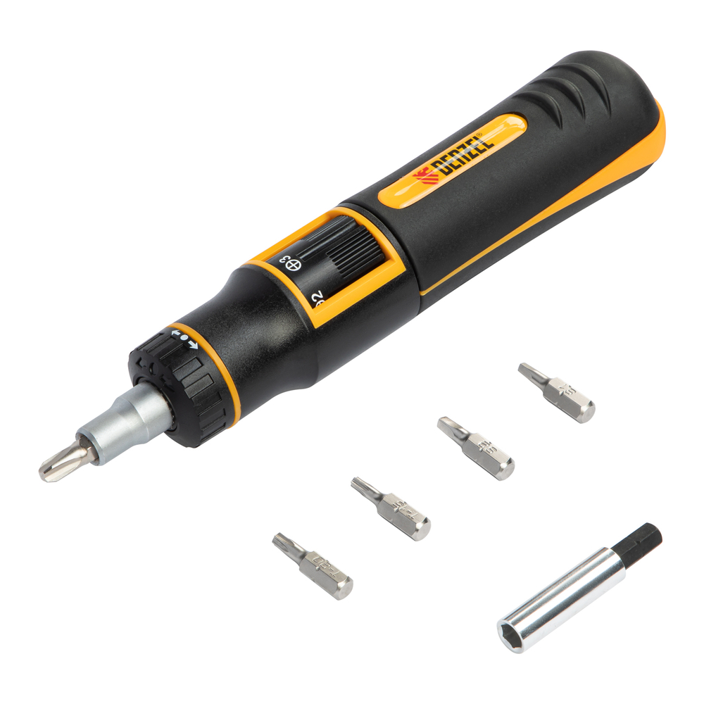 Отвертка реверсивная с револьверным механизмом, 11 шт, сталь S2  Denzel