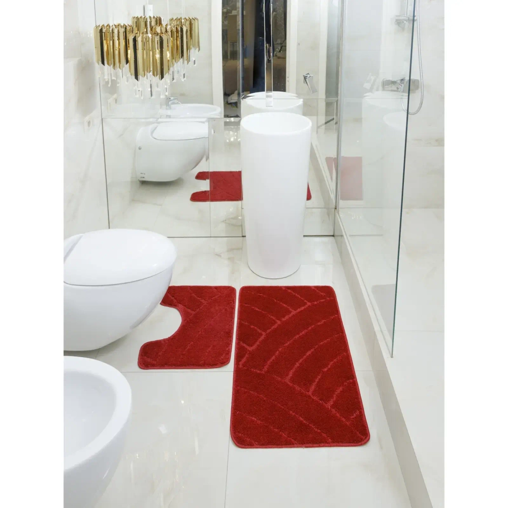 Комплект ковриков для ванной и туалета My Crystal серия Gold 50*60см, 60*100см бордовый